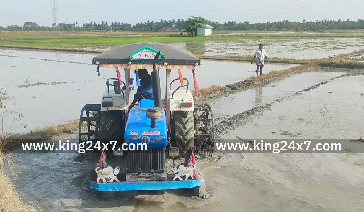வேளங்கைமான் சுற்றுவட்டார பகுதியில் சம்பா உழவு பணியில் விவசாயிகள்