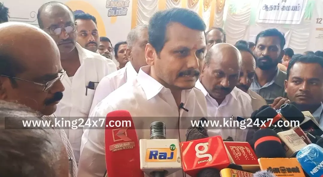 கரூரில் 102 முகாம்கள் நடைபெற்று சுமார் 74,000-மனுக்கள் பெறப்பட்டுள்ளது. செந்தில் பாலாஜி பேட்டி.