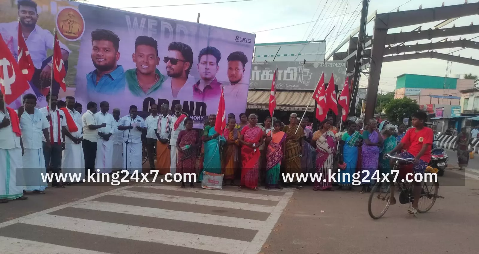 நூறுநாள் வேலைத்திட்டத்தை முடக்குவதைக் கண்டித்து பூதலூரில் விதொச ஆர்ப்பாட்டம் 