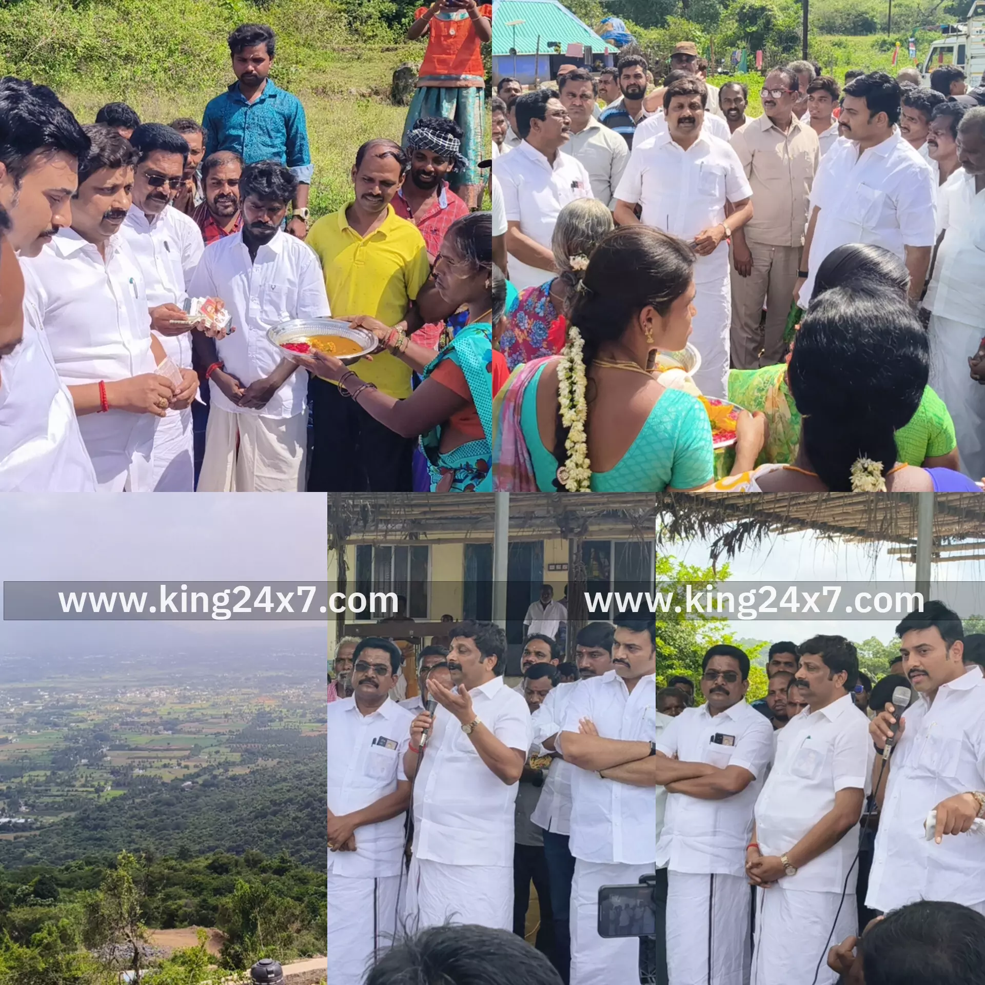 ரூ.139.65 கோடி மதிப்பில் போதமலைக்கு  சாலை அமைக்கும் பணி: மண்பாதையில் மலை கிராமத்துக்கு நேரில் சென்று ஆய்வு மேற்கொண்ட அமைச்சர் மா.மதிவேந்தன், கே.ஆர்.என்.ராஜேஸ்குமார் எம்பி.,