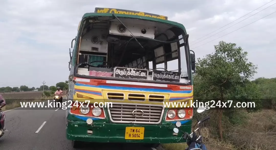 தனியார் பள்ளி பேருந்து பின்புறம் தனியார் பேருந்து மோதி விபத்து