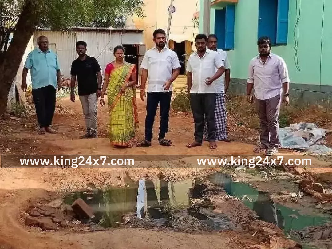 சங்கரன்கோவில்  கழிவுநீர் சாலையை ஆய்வு செய்த சேர்மன்
