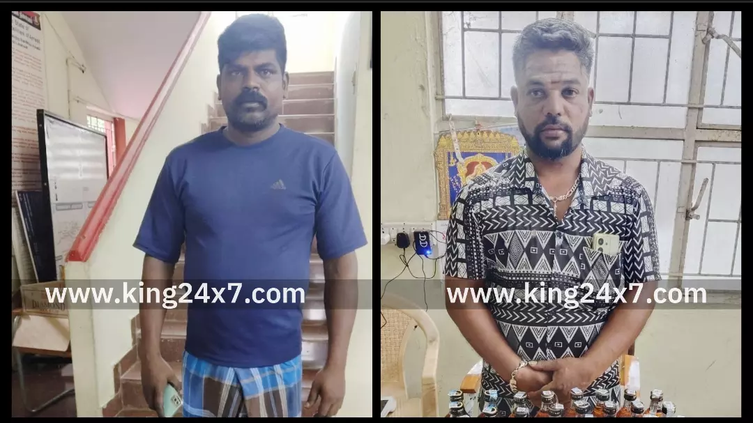 புதருக்குள் மறைத்து கள்ளச் சந்தையில் மது விற்ற 2 பேர் கைது – 120 பாட்டில்கள் பறிமுதல்