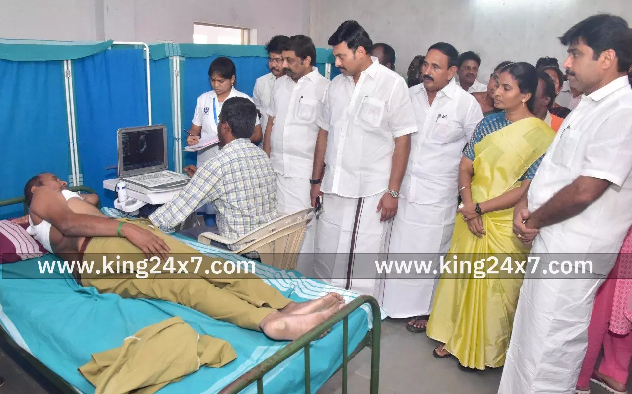 நலம் காக்கும் ஸ்டாலின்“ முகாமினை  பார்வையிட்டு ஆய்வு மேற்கொண்ட அமைச்சர் மா. மதிவேந்தன்.