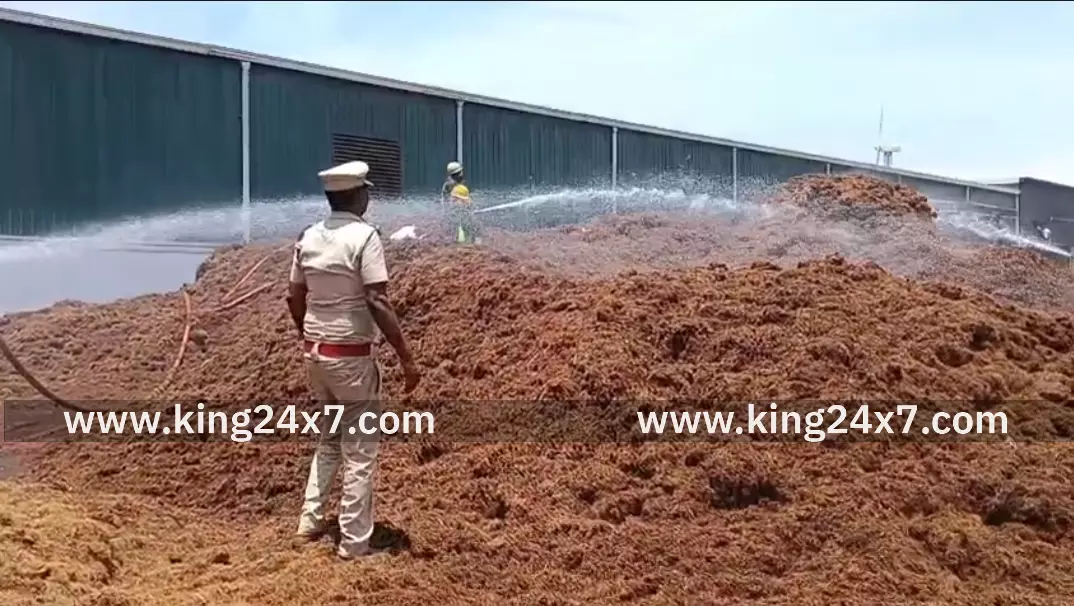 சூலூரில் தென்னை நார் தொழிற்சாலையில் தீவிபத்து: பெரும் சேதம் தவிர்ப்பு ! சூலூரில் தென்னை நார் தொழிற்சாலையில் தீவிபத்து: பெரும் சேதம் தவிர்ப்பு !