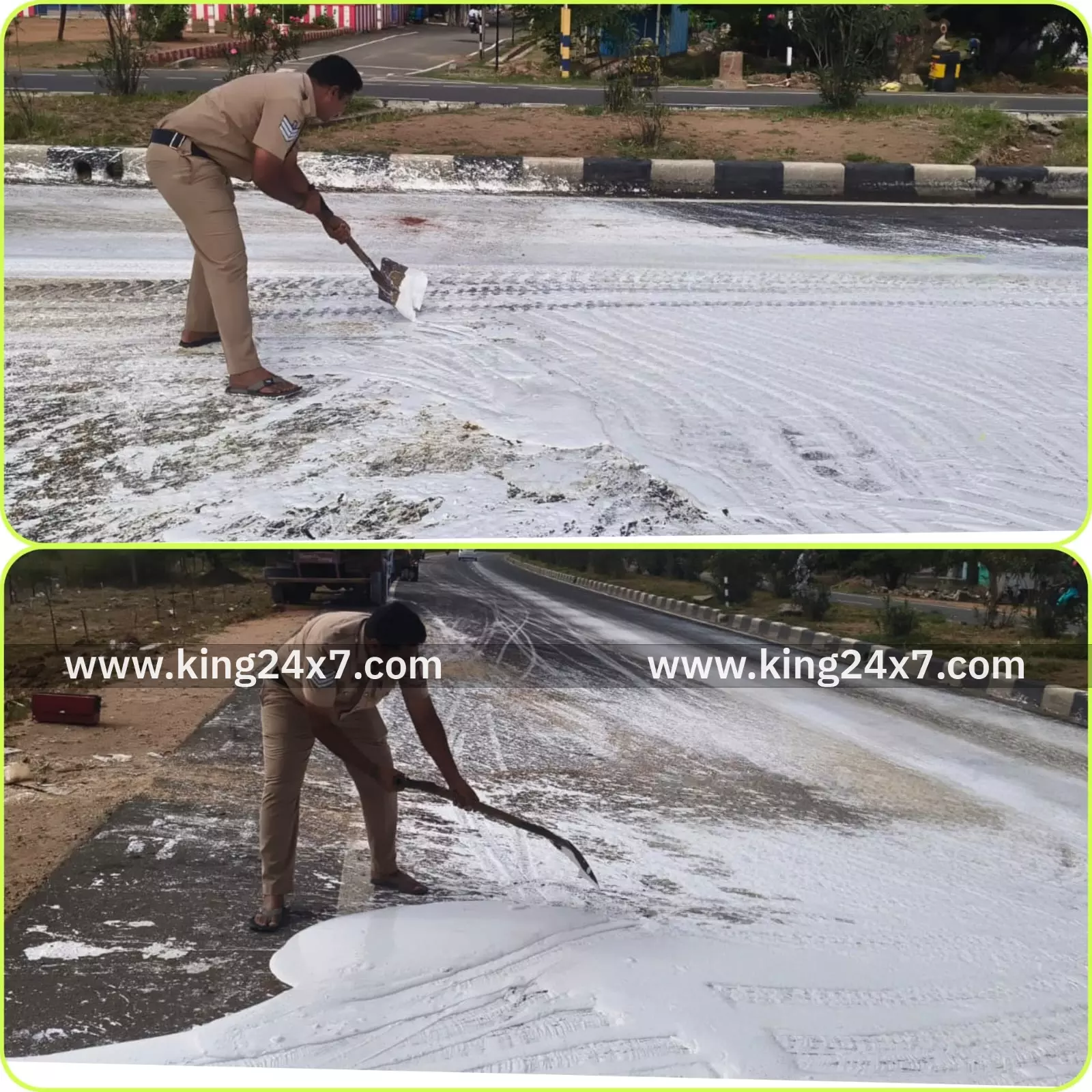 பெயிண்ட் ஏற்றி சென்ற லாரி விபத்து