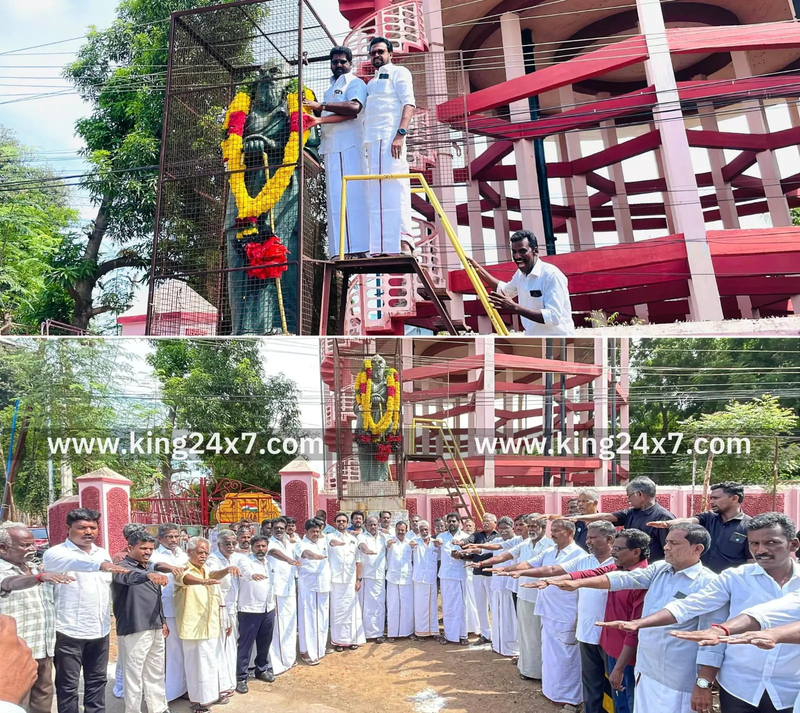 தந்தை பெரியாரின் 147 வது பிறந்தநாள் விழா: பெரியாரின் திருவுருவ சிலைக்கு மாலை அணிவித்து மரியாதை செலுத்திய அரசியல் கட்சியினர்.