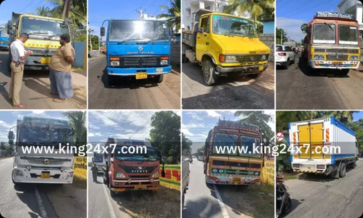 ஊருக்குள் நுழைந்த கனரக வாகனங்களுக்கு அபராதம்