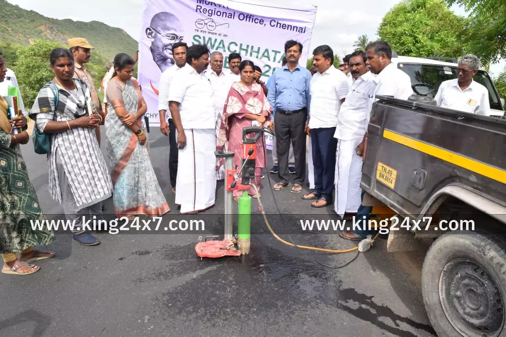 பெரம்பலூர் முதல் உடும்பியம் வரை  ரூ.28.82 கோடி மதிப்பீட்டில் மேம்படுத்தப்பட்டுள்ள சாலை ஆய்வு