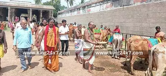 வேதகிரீஸ்வரா் கோயிலில் நவராத்திரி பெருவிழாவையொட்டி 108 கோ பூஜை வேதகிரீஸ்வரா் கோயிலில் நவராத்திரி பெருவிழாவையொட்டி 108 கோ பூஜை