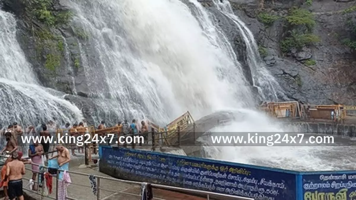 குற்றாலம் பகுதியில் தொடா் சாரல் மழை: பேரருவியில் குளிக்கத் தடை