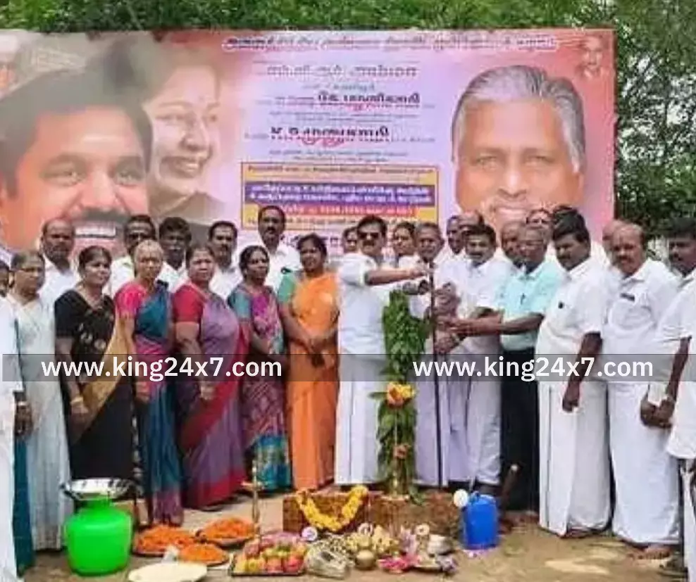 கிருஷ்ணகிரி அருகே வகுப்பறை கட்டிடம் கட்ட பூமி பூஜை.