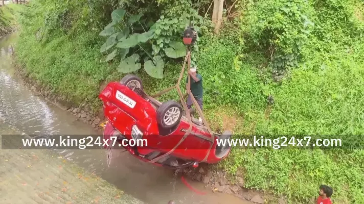 கால்வாயில் கார் கவிழ்ந்து விபத்து - டிரைவர் காயம்