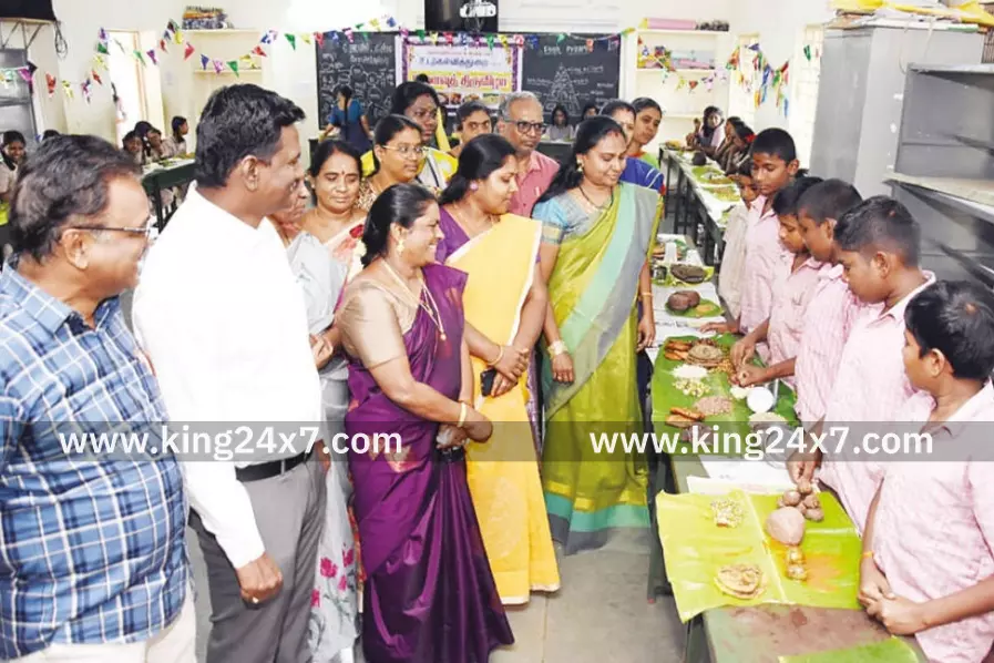 கிருஷ்ணகிரி அருகே அரசு பள்ளியில் சிறுதானிய உணவு திருவிழா.