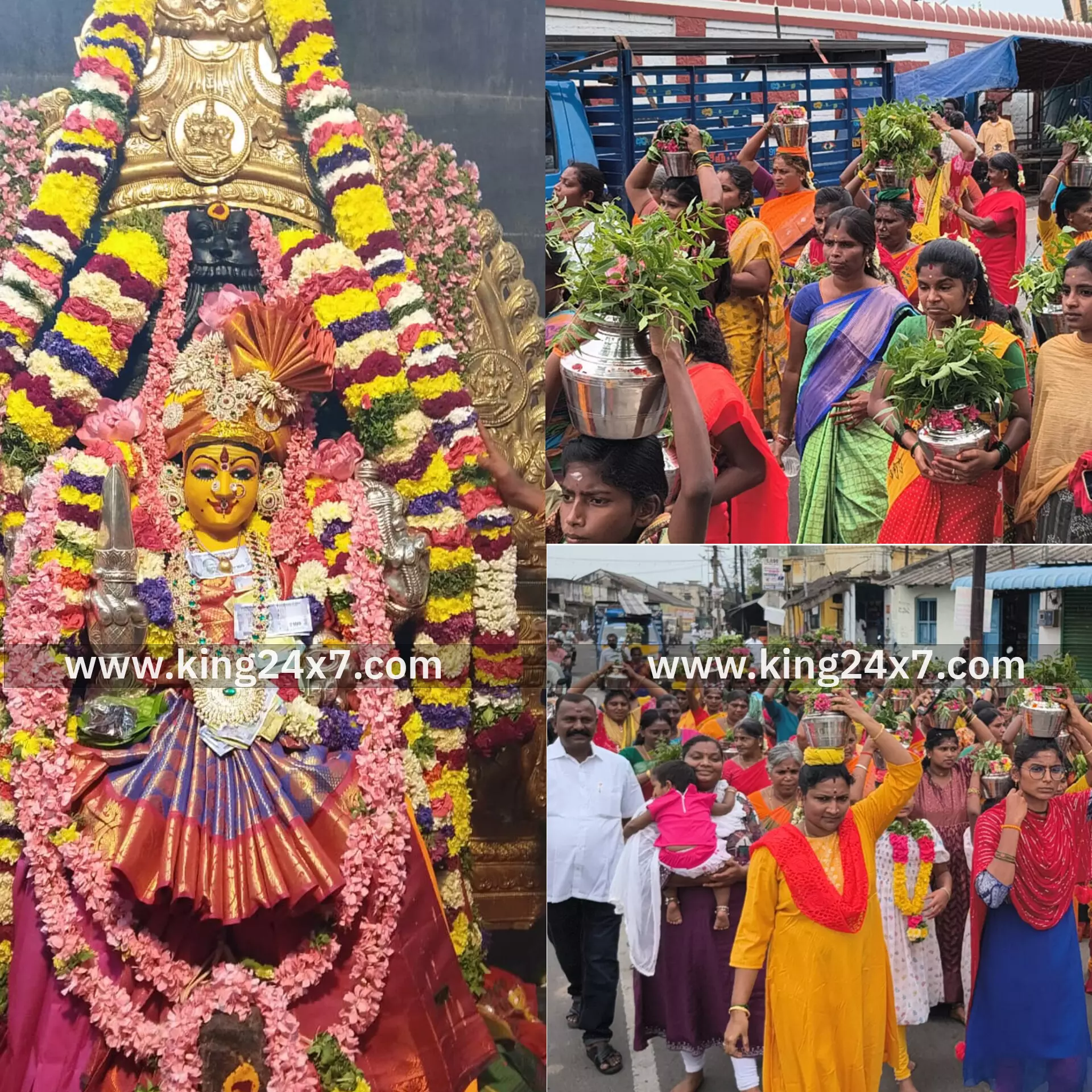 ராசிபுரம் நித்திய சுமங்கலி மாரியம்மன் கோவில்  திருவிழாவை முன்னிட்டு 100க்கும் மேற்பட்ட பெண்கள் முளைப்பாரி மற்றும் பால் குடம்  ஊர்வலம்...