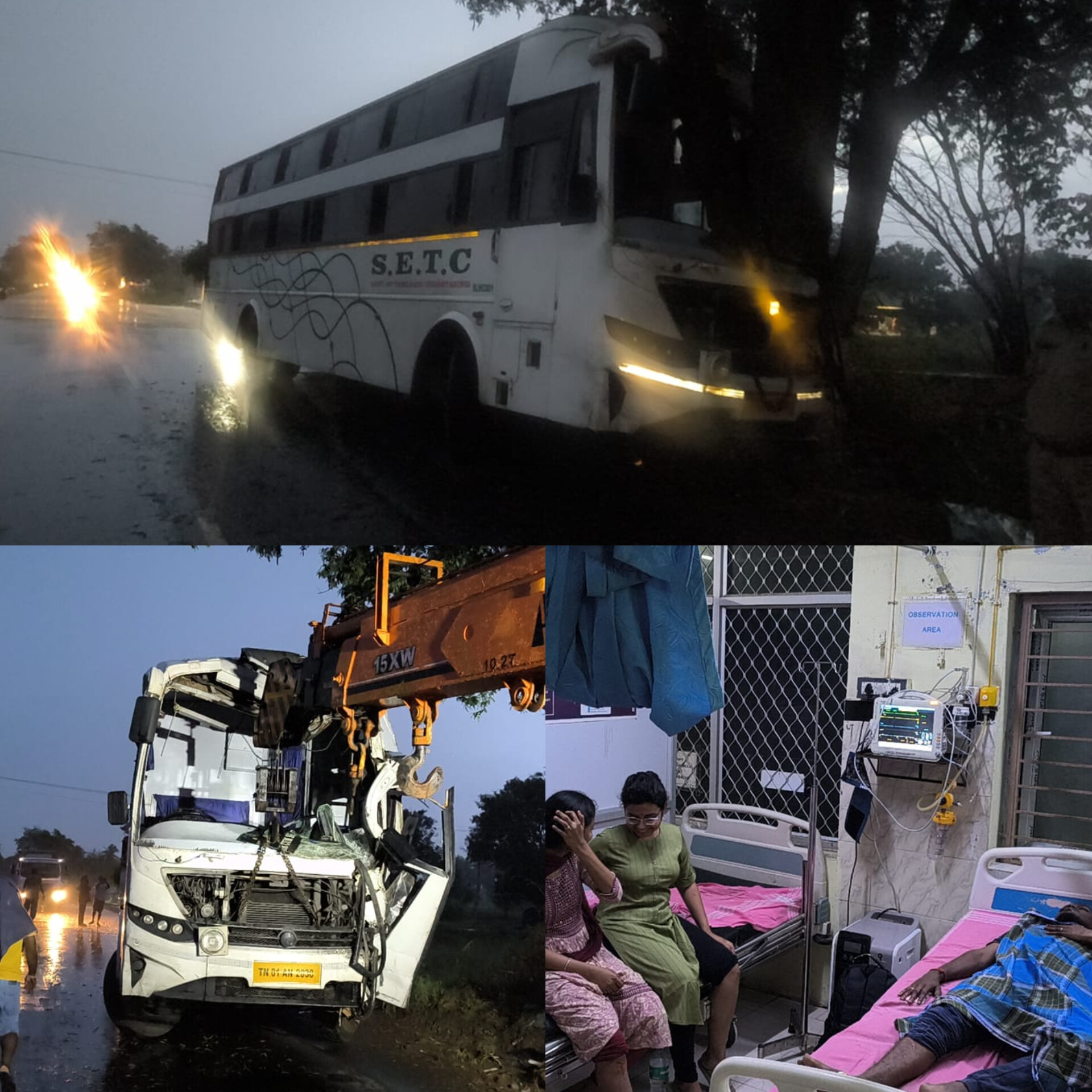 ராசிபுரம் அருகே அரசு விரைவு பேருந்து புளிய மரத்தில் மோதி விபத்து.10 கும் மேற்பட்டோர் சிறு காயங்களுடன் உயிர் தப்பினர்...