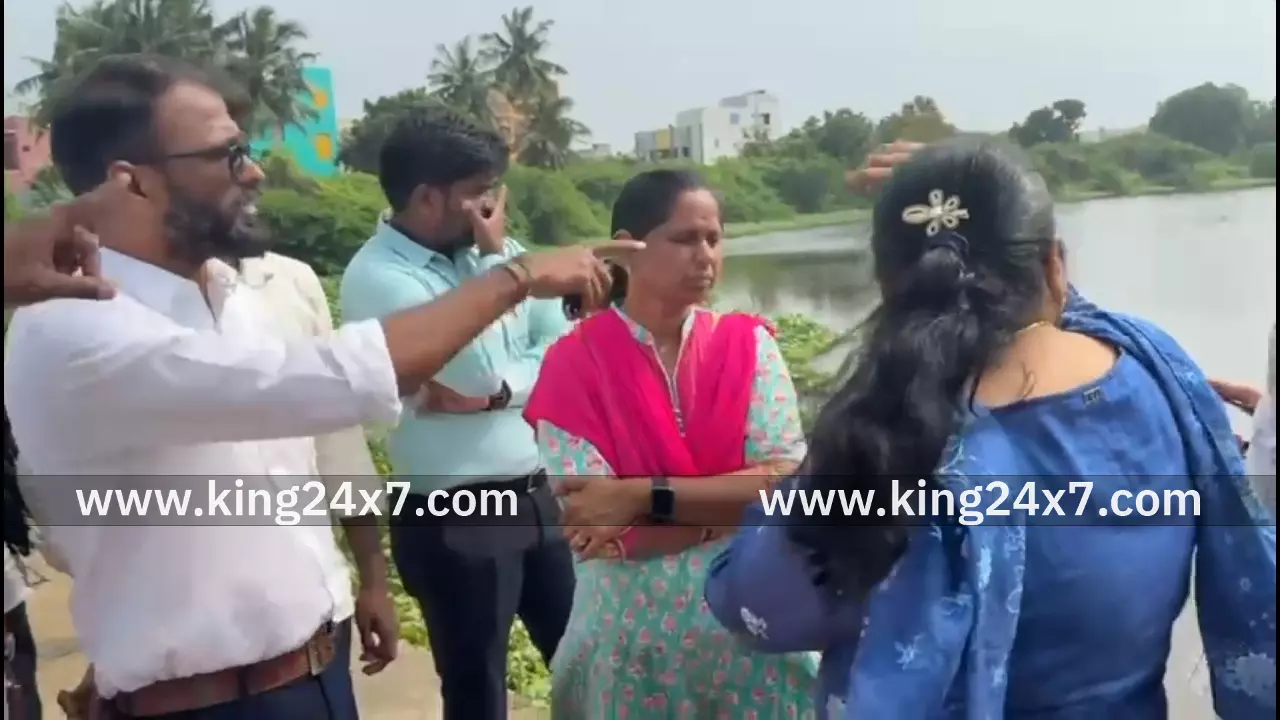 கும்மிடிப்பூண்டியில் தொழிற்சாலை கழிவுகளால் மாசடைந்த தாமரை ஏரியை மத்திய குழு ஆய்வு