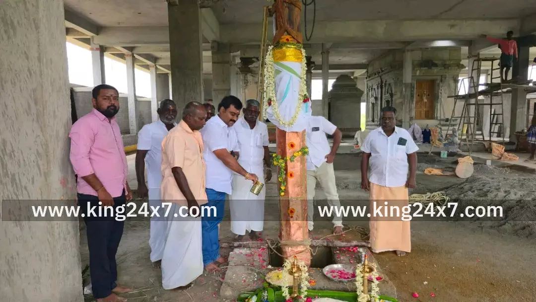 சுரண்டை கோவிலில் கொடிமரம் பிரதிஷ்டை நிகழ்ச்சி