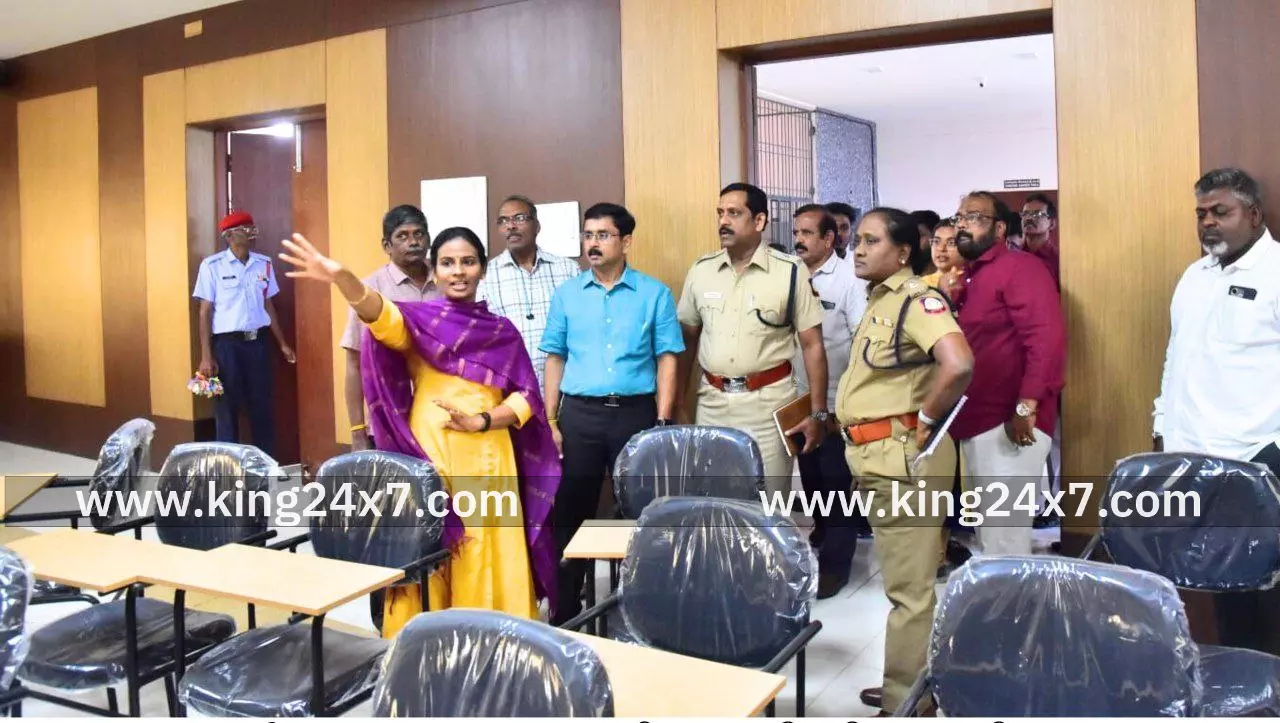 நாமக்கல் மாவட்ட தேர்தல் அலுவலர்  மாவட்ட  ஆட்சியர்  2026- சட்டமன்ற தேர்தலை முன்னிட்டு, வாக்கு எண்ணும் மையம் அமைப்பது தொடர்பாக முதற்கட்ட ஆய்வு மேற்கொண்டார்.