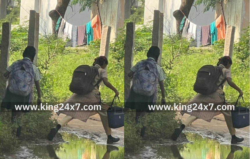 குடிநீர் பைப் உடைந்து சேரும் சகதியுமாக மாறிய வழித்தடம்; மாணவ மாணவிகள் பாதிப்பு!!