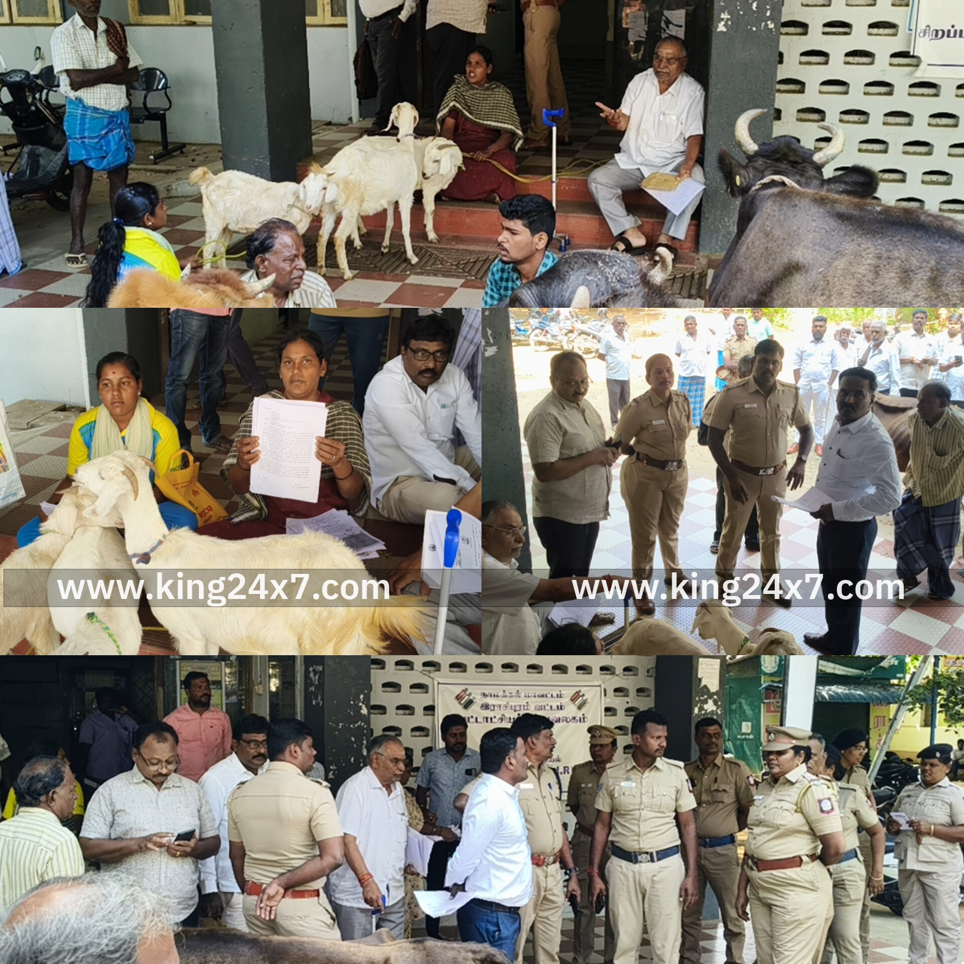 ராசிபுரம் அருகே பிலிப்பாக்குட்டைப் பகுதியில், 80 ஆண்டாக பயன்படுத்தும் பாதையை ஆக்கிரமைத்துள்ளதை அகற்றக்கோரி ஆடு, மாடுகளுடன் வந்து ராசிபுரம் வட்டாட்சியர் அலுவலகத்தை முற்றுகை..