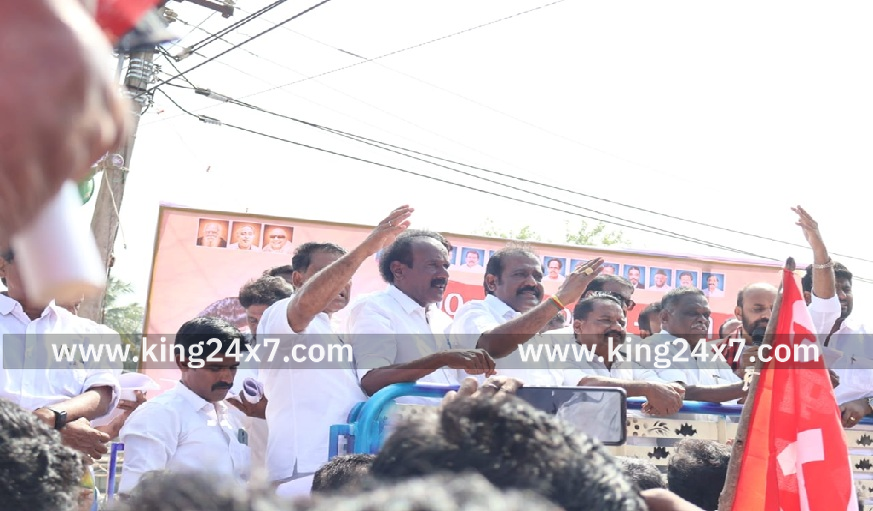 100 நாள் வேலை திட்டத்தில் மகாத்மா காந்தி பெயரை மாற்றி திட்டத்தை முடக்கும் பாஜக அரசே கண்டித்து திமுக கூட்டணி கட்சி ஆர்ப்பாட்டம்!!