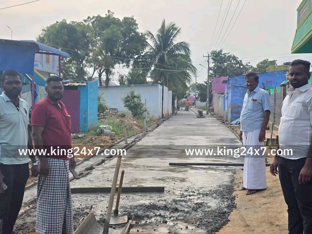 கடையநல்லூர் சிமெண்ட் சாலை அமைக்கும் பணி