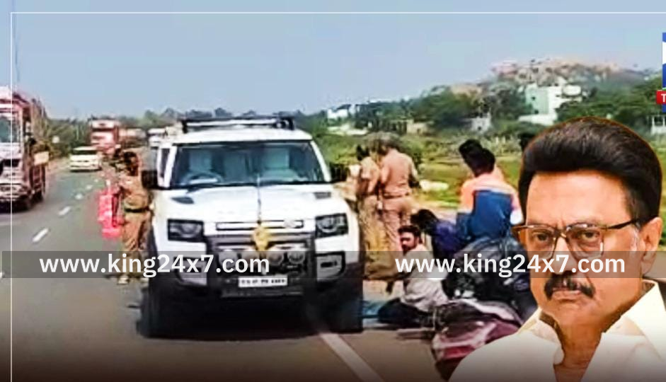 முதலமைச்சர் மு.க.ஸ்டாலின் காரின் டயர் வெடித்தது