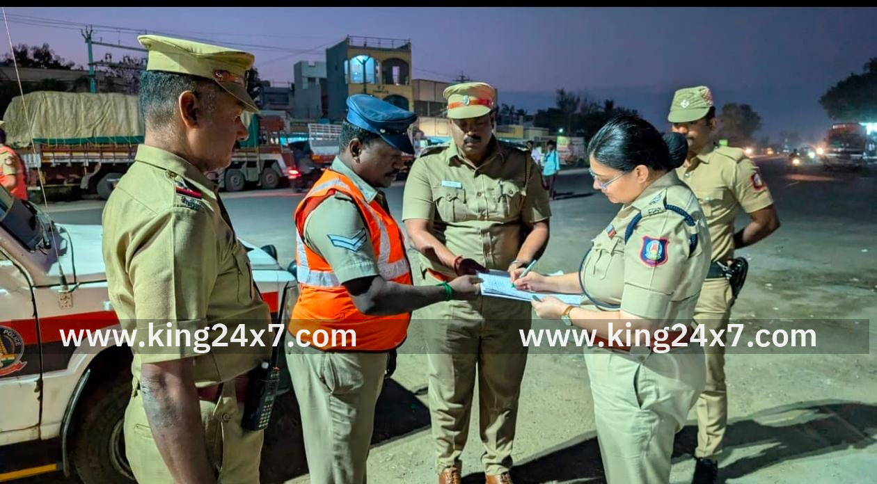 வாலாஜா படவேட்டம்மன் கோவில் அருகே  மாவட்ட எஸ். பி  திடீர் ஆய்வு..