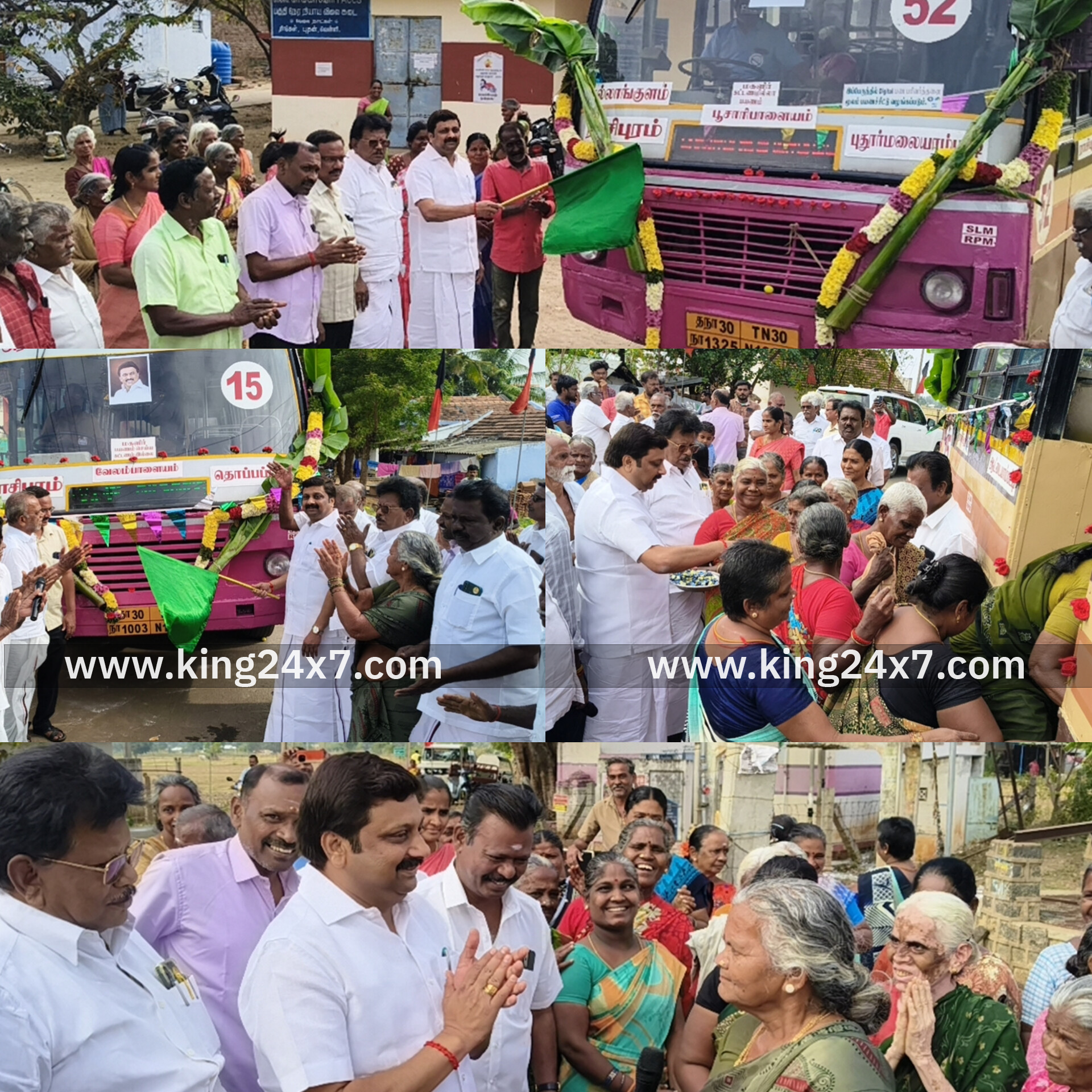 ராசிபுரம் அருகே புதிய பேருந்து வழிடத்தை கொடியசைத்து துவக்கி வைத்த எம்பி ராஜேஷ்குமார்: மூதாட்டி ஒருவர்  எம்பி யை விஜியகாந்த் பாடலை  பாடி வாழ்த்தினார்...