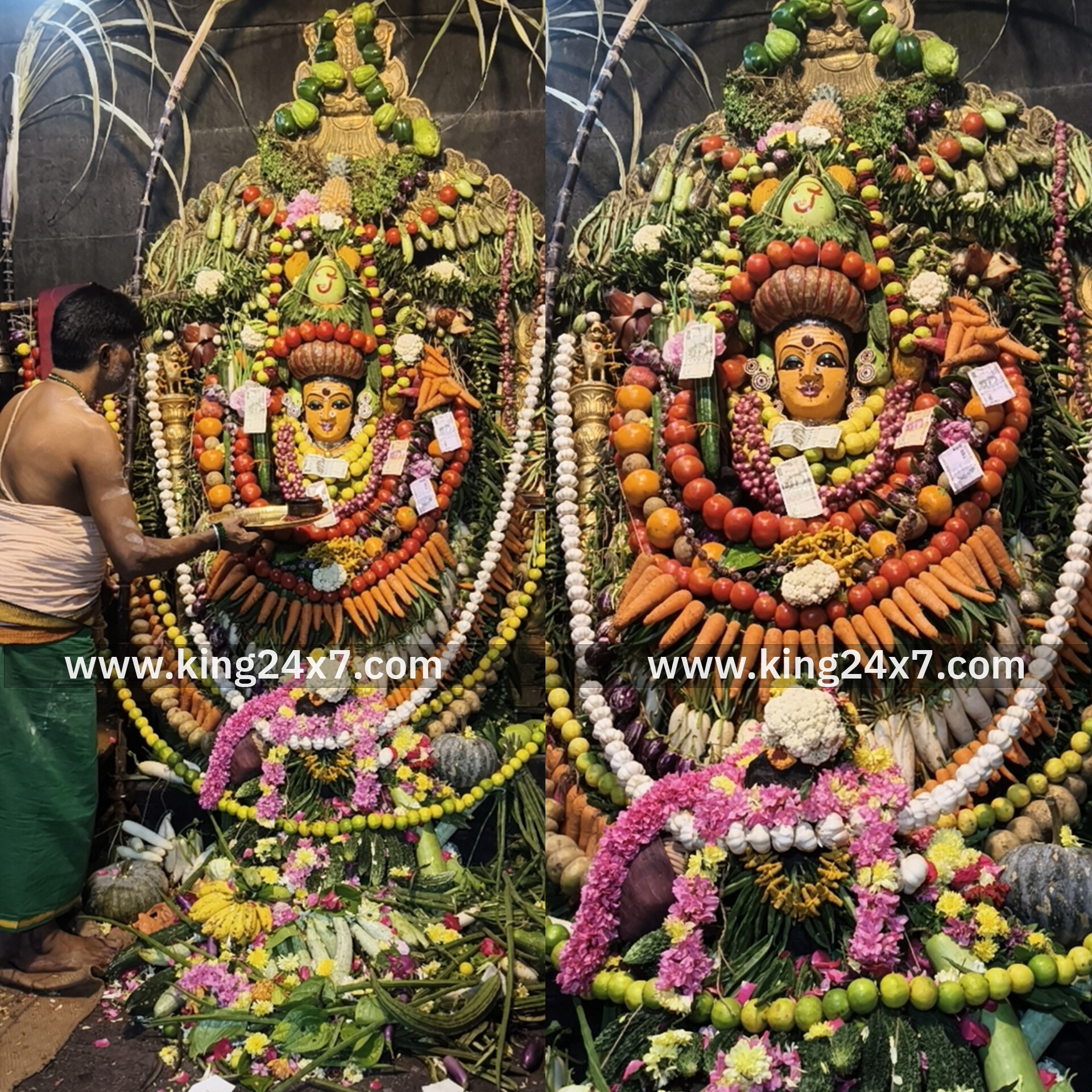 ராசிபுரம் ஸ்ரீ நித்திய சுமங்கலி மாரியம்மன் கோவிலில் 18. ஆம் ஆண்டாக காய்கனி அலங்காரம் பக்தர்கள் தரிசனம்...