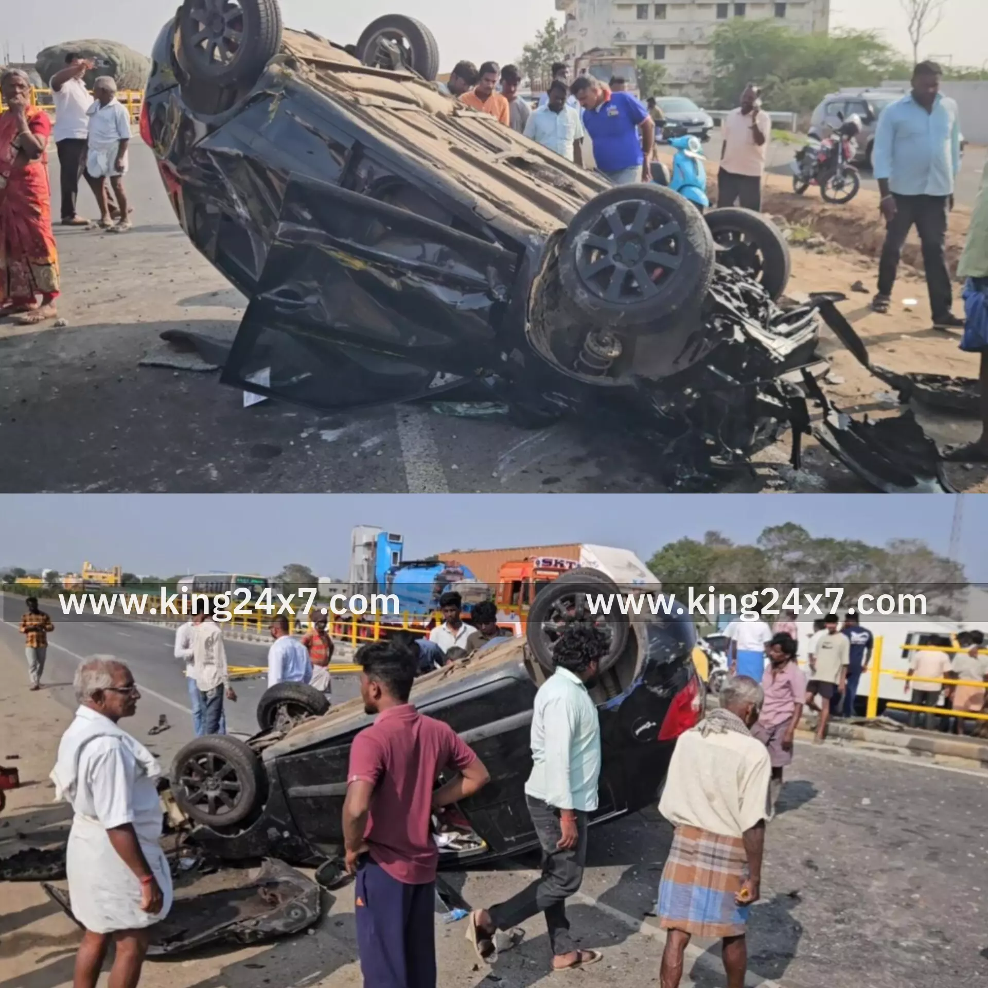 ராசிபுரம் அருகே தேசிய நெடுஞ்சாலையில் கார் கவிழ்ந்து விபத்து.மத்திய அதிகாரி லேசான காயங்களுடன் உயிர் தப்பினார்... ராசிபுரம் அருகே தேசிய நெடுஞ்சாலையில் கார் கவிழ்ந்து விபத்து.மத்திய அதிகாரி லேசான காயங்களுடன் உயிர் தப்பினார்...